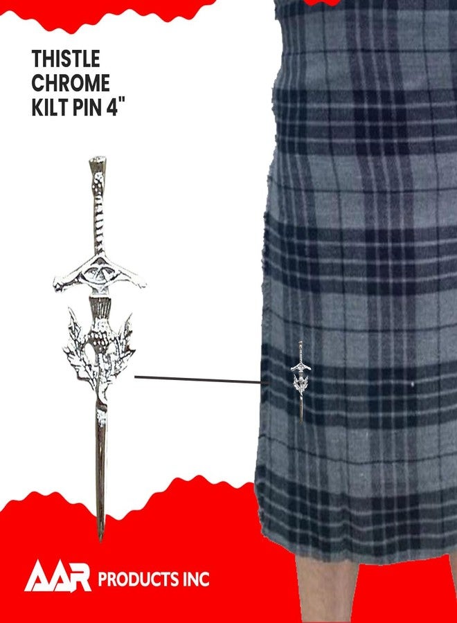 AAR B New Thistle Badge Kilt Pin Chrome Plated Finish Highland Wear Kilt Accessory - Image 5