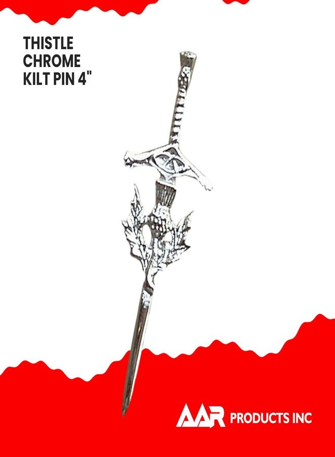 AAR B New Thistle Badge Kilt Pin Chrome Plated Finish Highland Wear Kilt Accessory - Image 4