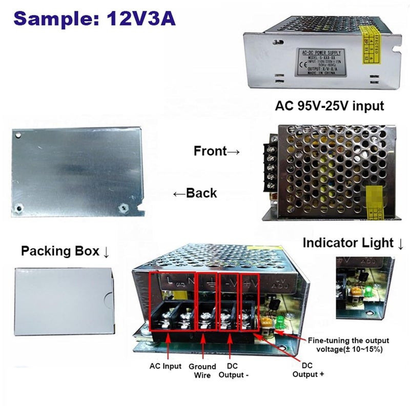 24V 3A DC Power Supply Adapter For LED Strip Light Monitoring Transformer Driver - Image 3