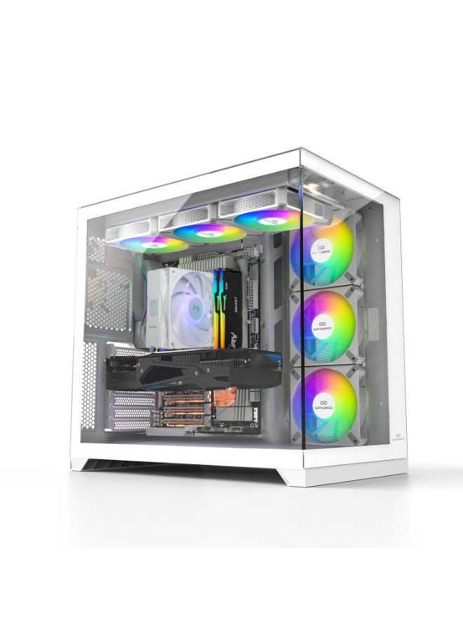 انفني ارك INFINIARC RTX 5060 GAMING DESKTOP PC (CUBE Case, B860 DS3H Motherboard, RTX 5060 8GB GPU, Intel Core Ultra 5 CPU, 16GB DDR5 RAM, 1TB SSD M.2, Digital ARGB Air Cooler, 650W PSU, Windows Pro) White White - Image 1