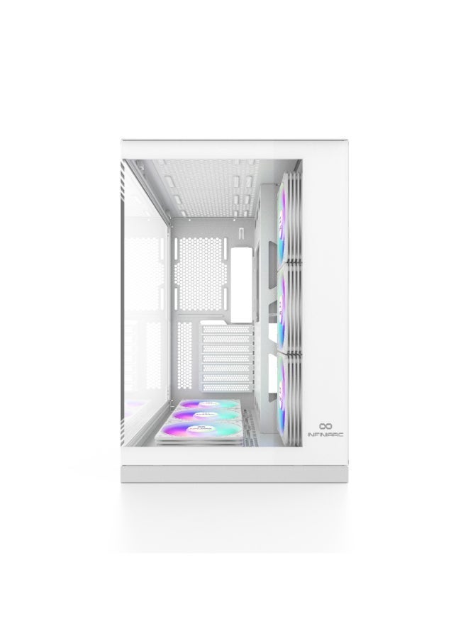 انفني ارك حاسوب ألعاب INFINIARC RTX 5060 المكتبي (هيكل مكعب، لوحة أم B860 DS3H، بطاقة رسومات RTX 5060 بسعة 8 جيجابايت، معالج Intel Core Ultra 5، ذاكرة RAM بسعة 16 جيجابايت DDR5، قرص SSD بسعة 1 تيرابايت M.2، مبرد هواء ARGB رقمي، مزود طاقة 650 واط، ويندوز برو) أبيض - Image 4