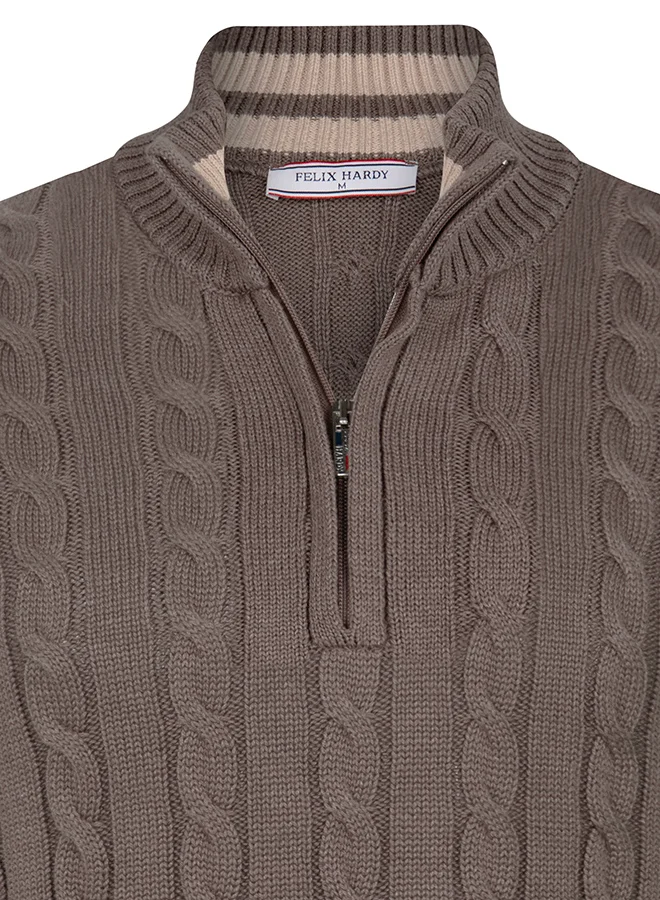 FELIX HARDY Cable Knit Half Zipper Pullover
