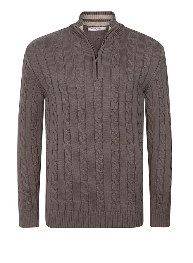 FELIX HARDY Cable Knit Half Zipper Pullover