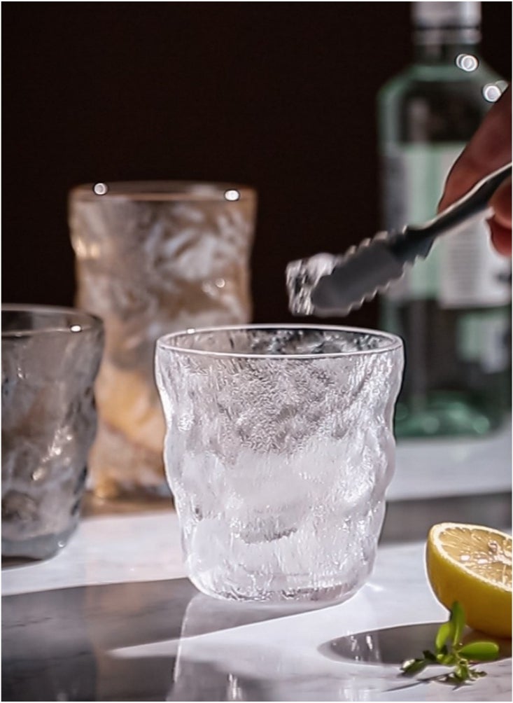 WAOKN 310ml 6 Glacier Line Glass Sets Ribbed Glassware Beverage and Juice Miscellaneous Drinks Water Glasses Cup Home Guest Cup Coffee Cup for Soft Drinks Juice Lemonade Coffee Milk Clear  - Image 2
