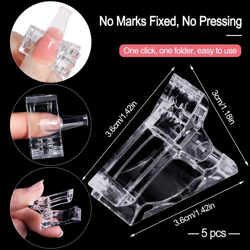 EBANKU 402 Piece Dual-Form Tip Sets, Dual-Ended Gel Brush, Picker, Nail File, Clip, Horseshoe Nail Form for Acrylic Extension - Image 3