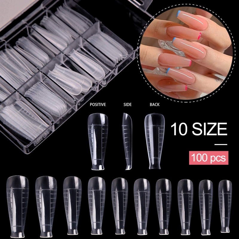 EBANKU 402 Piece Dual-Form Tip Sets, Dual-Ended Gel Brush, Picker, Nail File, Clip, Horseshoe Nail Form for Acrylic Extension - Image 4