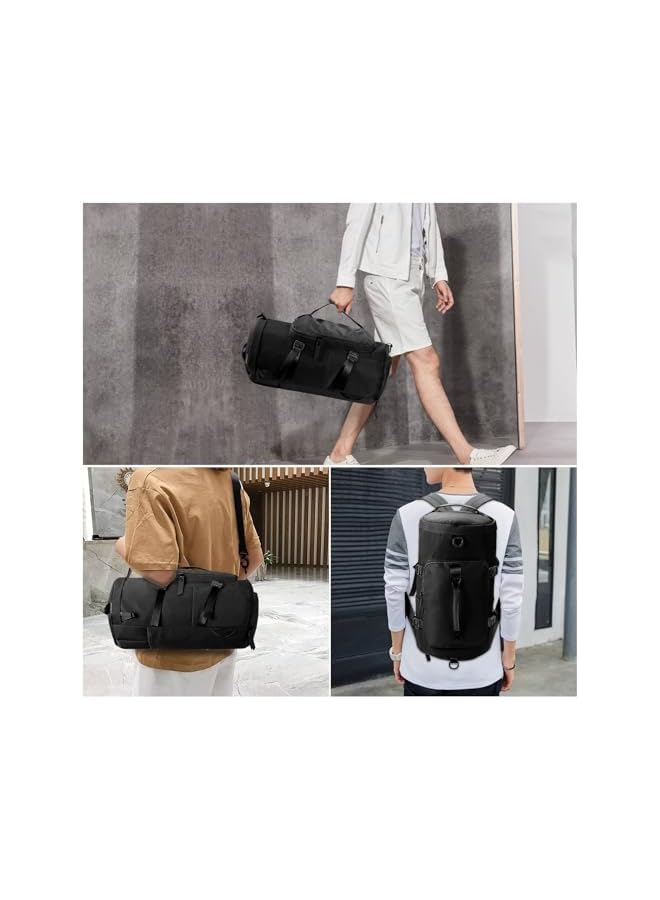 PROMASS Sports Gym Bag for Men Women,Travel Duffel Totes Bag Lightweight Backpack Carry on Luggage Bags with Shoes Compartment Adjustable Strap for Yoga Swimming Waterproof Dance Bag for Weekend (Black) - Image 2