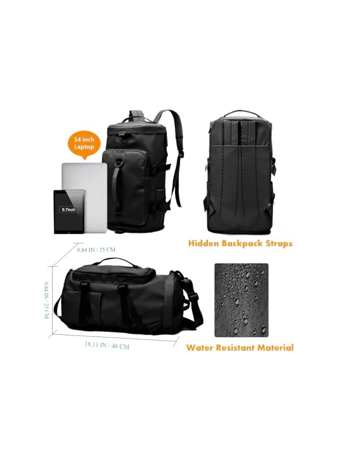 PROMASS Sports Gym Bag for Men Women,Travel Duffel Totes Bag Lightweight Backpack Carry on Luggage Bags with Shoes Compartment Adjustable Strap for Yoga Swimming Waterproof Dance Bag for Weekend (Black) - Image 3