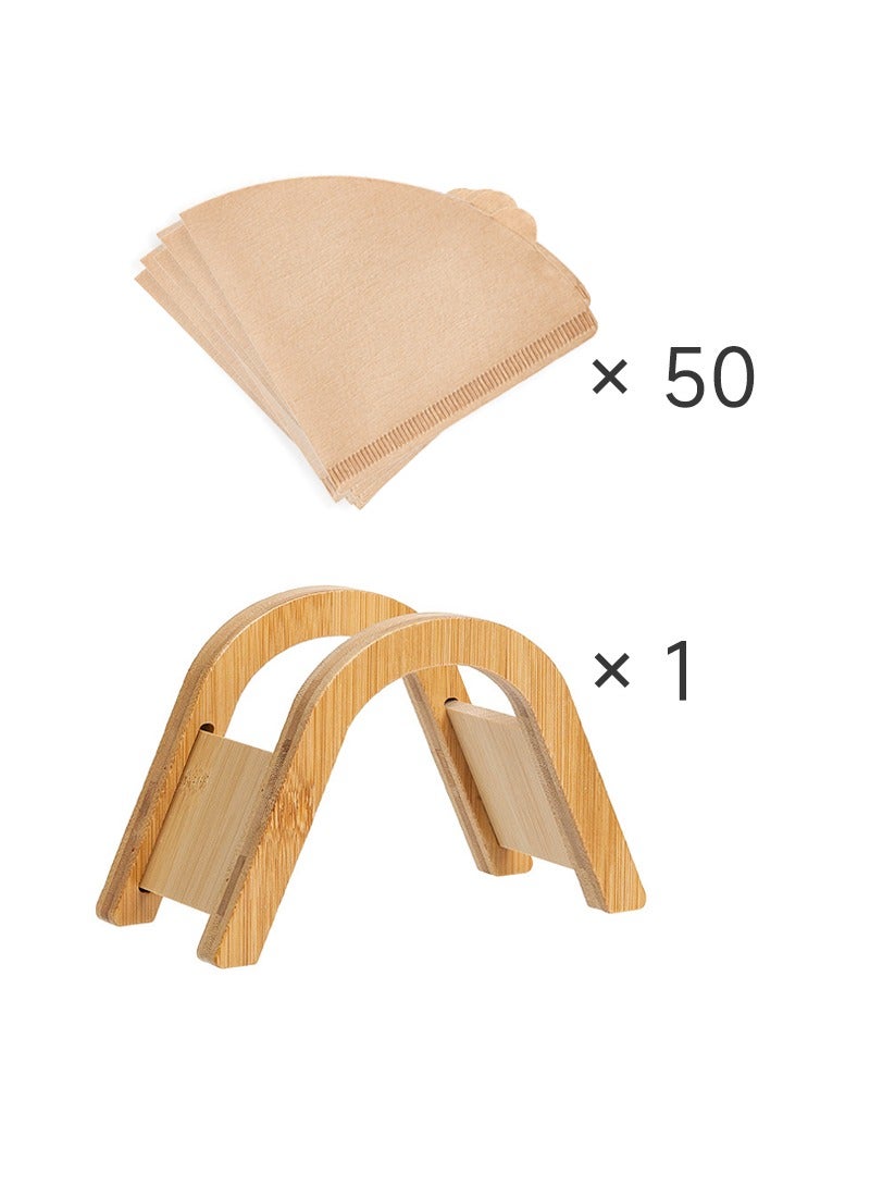 أفضل شراء طقم فلتر القهوة وحامل الفلتر: 50 قطعة من ورق فلتر V60، حامل فلتر 1، قهوة مُعدّة بالتقطير الطازج، للاستخدام المنزلي، المقاهي، غرف الاستراحة المكتبية - Image 1