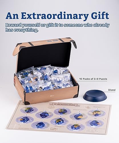 Pintoo 3-D Puzzle Globe Supreme Large 9" Earth Globe Decor with 540 Curved & Translucent & Tactile Puzzle Pieces - Globes of The World for Unisex Adults, Explorers, Business, Home Decoration [A3753] - Image 4