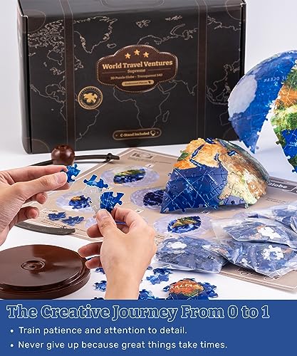Pintoo 3-D Puzzle Globe Supreme Large 9" Earth Globe Decor with 540 Curved & Translucent & Tactile Puzzle Pieces - Globes of The World for Unisex Adults, Explorers, Business, Home Decoration [A3753] - Image 5