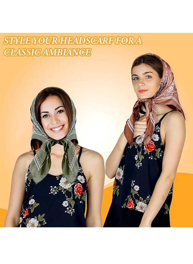 3 Pcs 27.5 Inches Silk Head Scarf for Women Men Vintage Bandanas Satin Hair Scarf Silk Wrap Neck Square Scarves  - Image 5