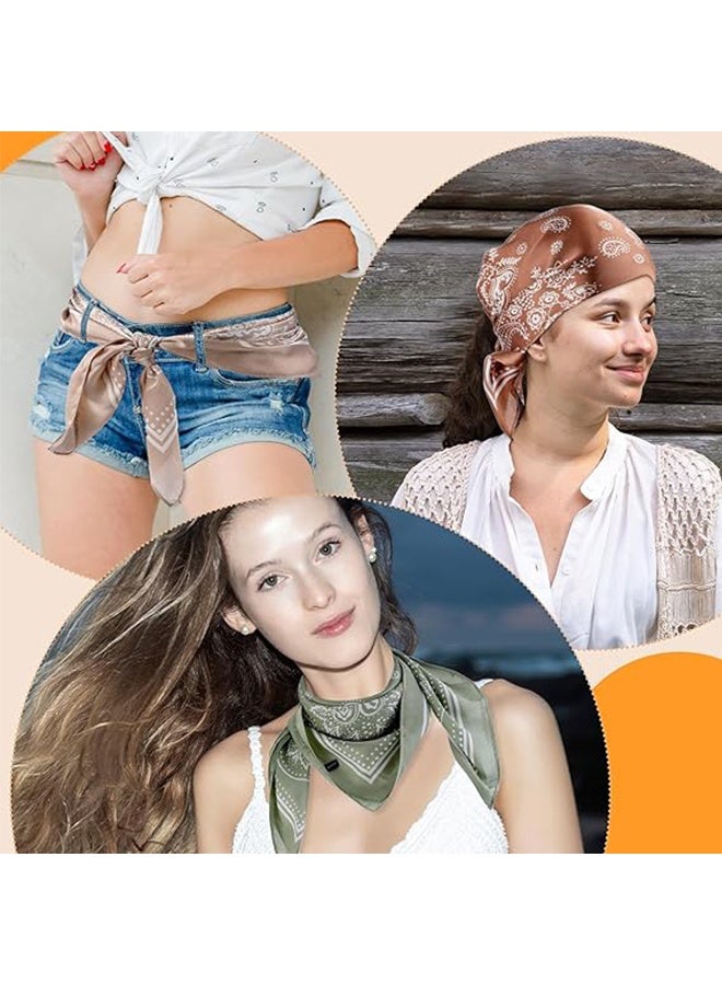 3 Pcs 27.5 Inches Silk Head Scarf for Women Men Vintage Bandanas Satin Hair Scarf Silk Wrap Neck Square Scarves  - Image 2