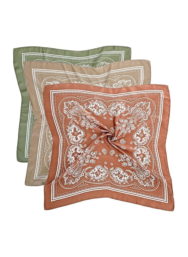3 Pcs 27.5 Inches Silk Head Scarf for Women Men Vintage Bandanas Satin Hair Scarf Silk Wrap Neck Square Scarves  - Image 1
