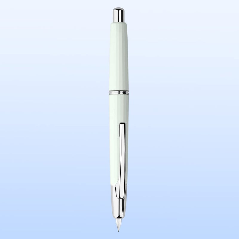 erofa Majohn A2 Press Fountain Pen Extra Fine Nib with Box, Retractable White Resin Ink Pen with Converter Writing Pen Set (Silver Clip Version) - Image 3