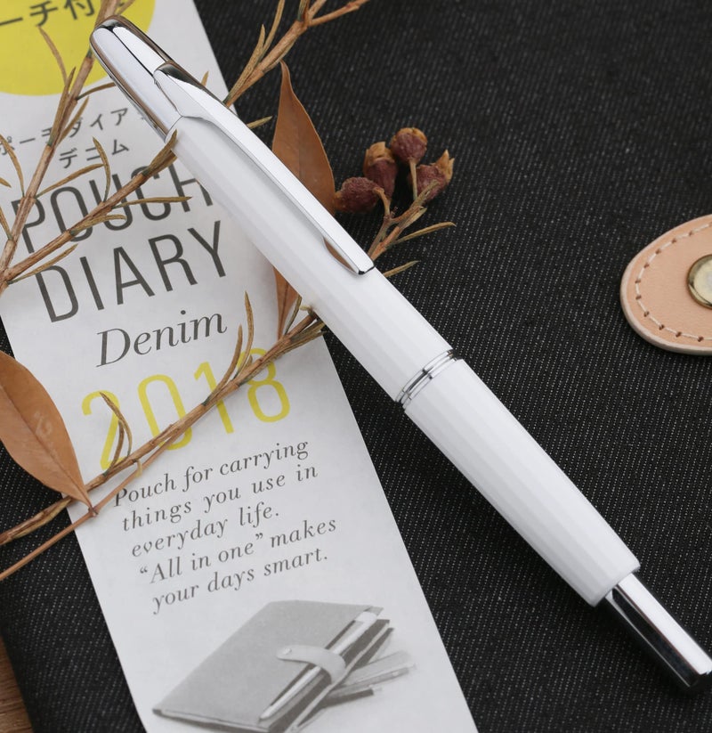 erofa Majohn A2 Press Fountain Pen Extra Fine Nib with Box, Retractable White Resin Ink Pen with Converter Writing Pen Set (Silver Clip Version) - Image 4