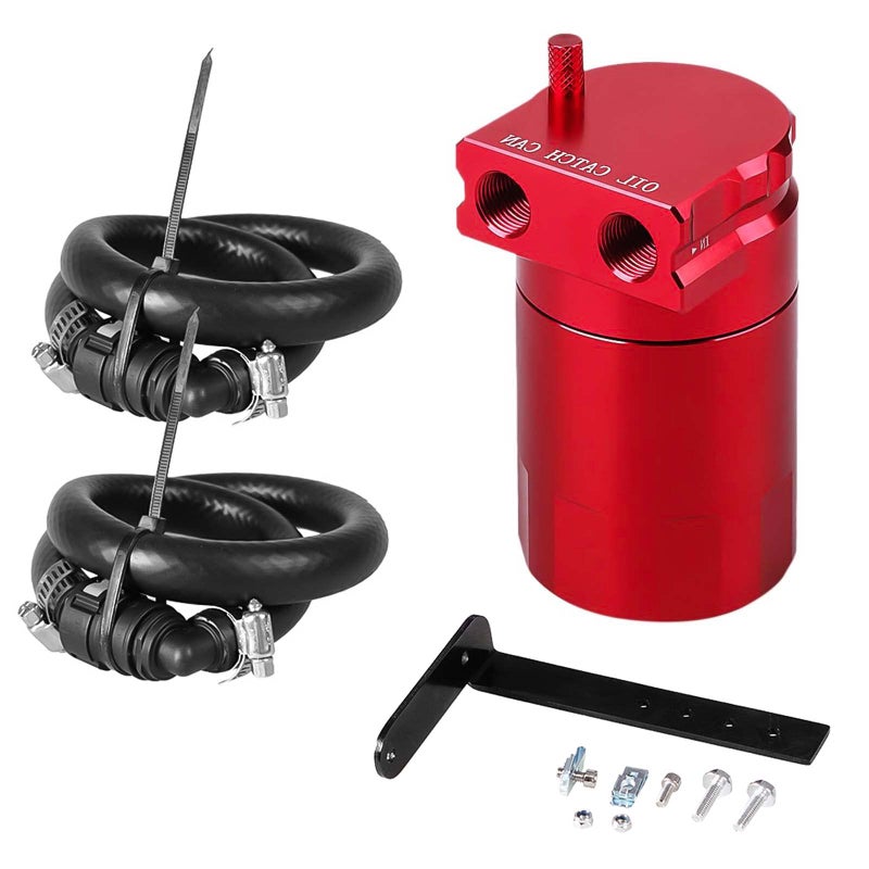 350ml Aluminum Oil Catch Can Polished Oil Separator Tank Compatible with Ford F150 27EB 35EB 50L Passenger Side 20112021 Expedition 35L EcoBoost 20182021 Raptor 35L Ecoboost 20172021Red