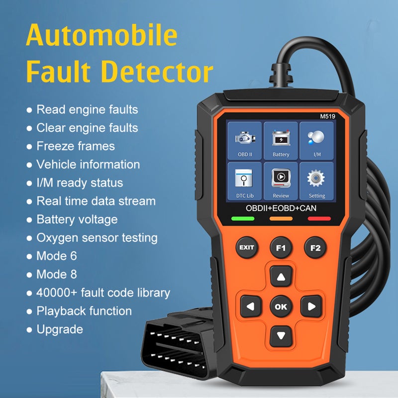 M519 OBD2 Scanner for Car, 2.8" HD Color Screen Diagnostic Tool with 40,000+ DTC Library, Enhanced Engine Fault Code Reader with I/M Readiness, Real-Time Data Stream & Type-C Software Upgrade - Image 2