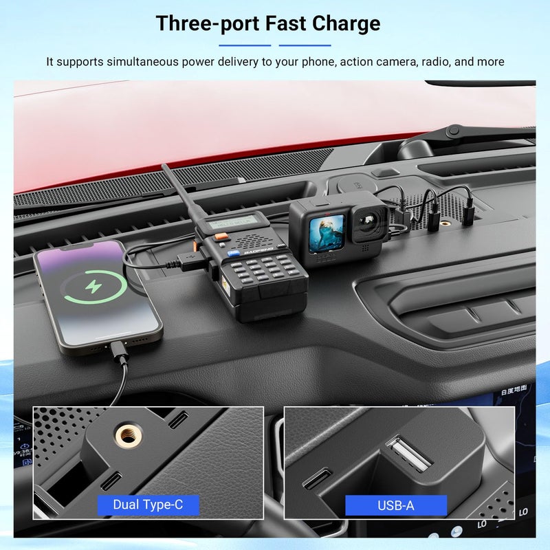 PTYYDS Dashboard USB Expansion Dock Hub Compatible with 2021-2025 Ford Bronco 2/4 Door 3 Ports Charging Station Dash USB Hub Replacement for 2021-2025 Ford Bronco Accessories - Image 4