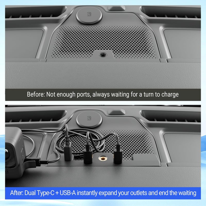 PTYYDS Dashboard USB Expansion Dock Hub Compatible with 2021-2025 Ford Bronco 2/4 Door 3 Ports Charging Station Dash USB Hub Replacement for 2021-2025 Ford Bronco Accessories - Image 3