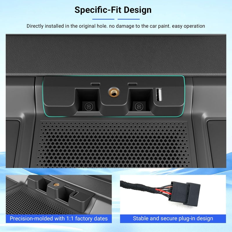 PTYYDS Dashboard USB Expansion Dock Hub Compatible with 2021-2025 Ford Bronco 2/4 Door 3 Ports Charging Station Dash USB Hub Replacement for 2021-2025 Ford Bronco Accessories - Image 2