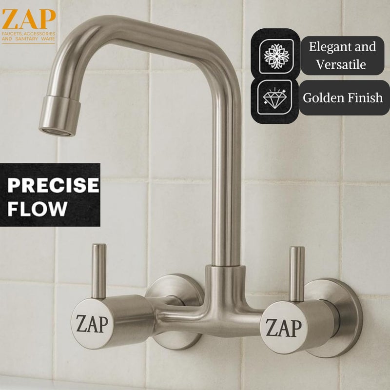 ZAP خلاط حوض المطبخ Elixir 1342 L مع فوهة دوارة 360° | خلاط مطبخ من الفولاذ المقاوم للصدأ مثبت على الحائط | خلاط مياه ساخنة وباردة للمنزل - Image 4