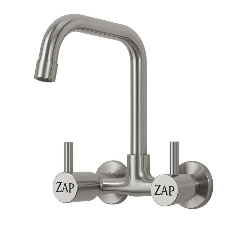 ZAP خلاط حوض المطبخ Elixir 1342 L مع فوهة دوارة 360° | خلاط مطبخ من الفولاذ المقاوم للصدأ مثبت على الحائط | خلاط مياه ساخنة وباردة للمنزل - Image 1
