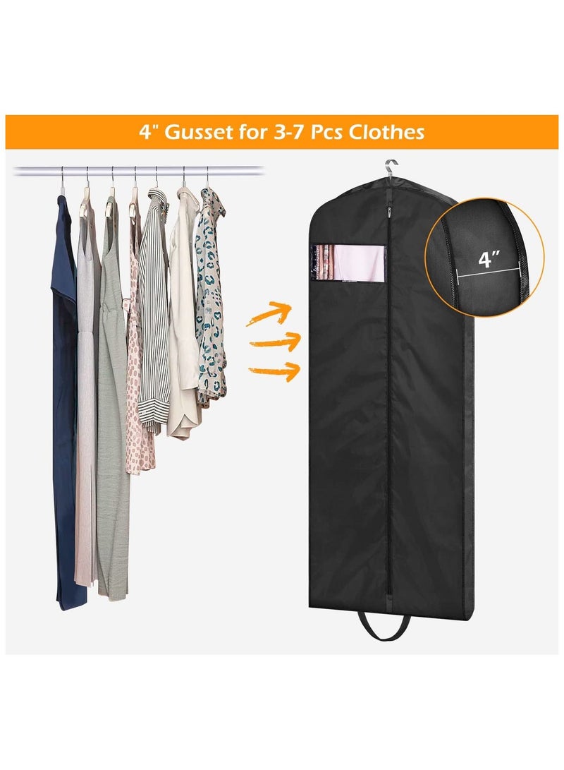 Generic Pack of 10 Hanging Garment Suit Bags 60×160 Garment Bag for Storage Clothes Cover with Clear Window and ID Card Holder for Gown,Windbreaker (BLACK)  - Image 3