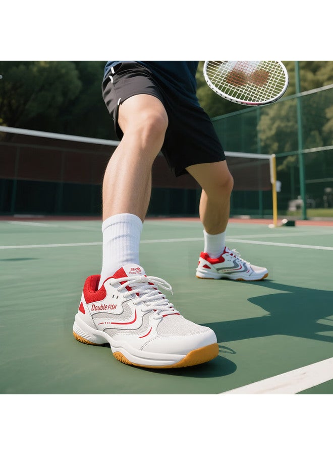 Double Fish Table Tennis Shoes Fengren Pro Professional Non-slip Breathable Durable Men's And Women's Table Tennis Shoes Red Size 40