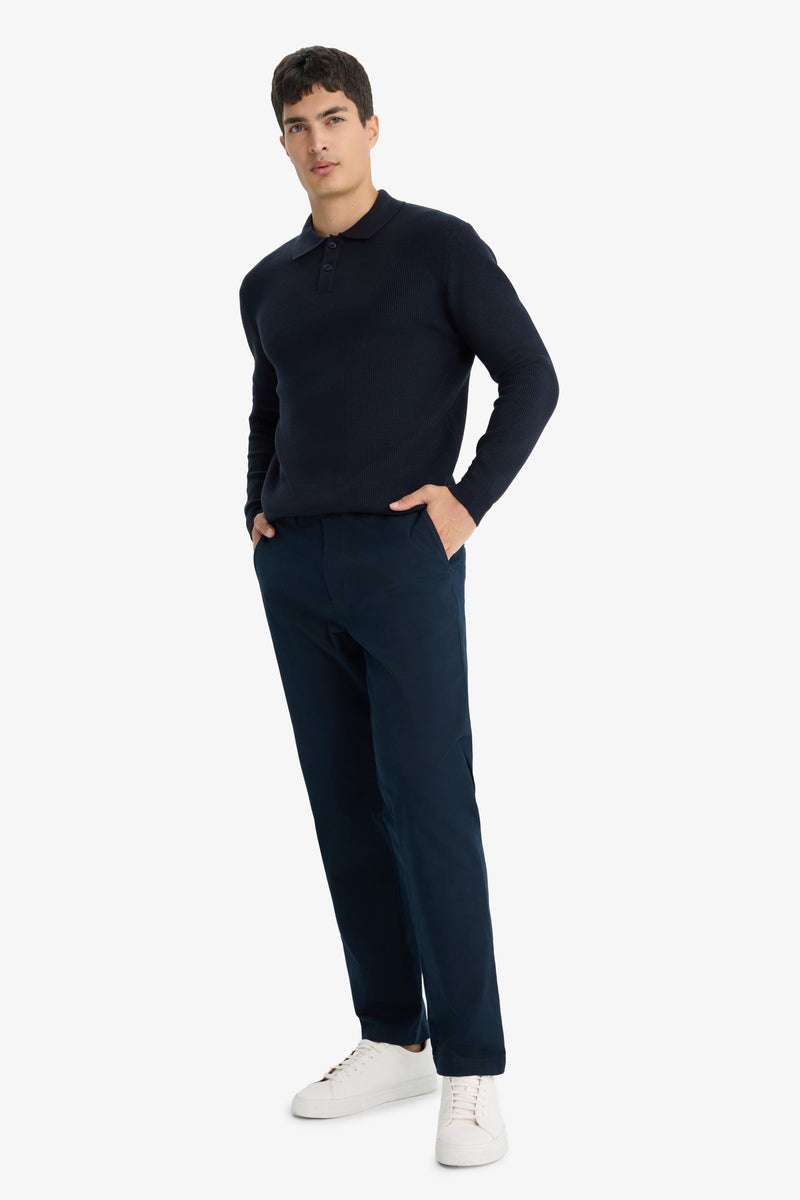 DeFacto Blue Man Standard Fit Polo Collar Knitwear Pullover Casual - Image 2