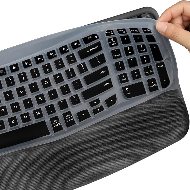 MUBUY-GOL غطاء لوحة المفاتيح لجهاز لوجيتك ويف كيز MK670 واقي لوحة المفاتيح، لوجيتك MK670 ويف كيز لاسلكي مريح لوحة مفاتيح سطح المكتب سيليكون شفاف واقي لوحة المفاتيح - أسود - Image 5