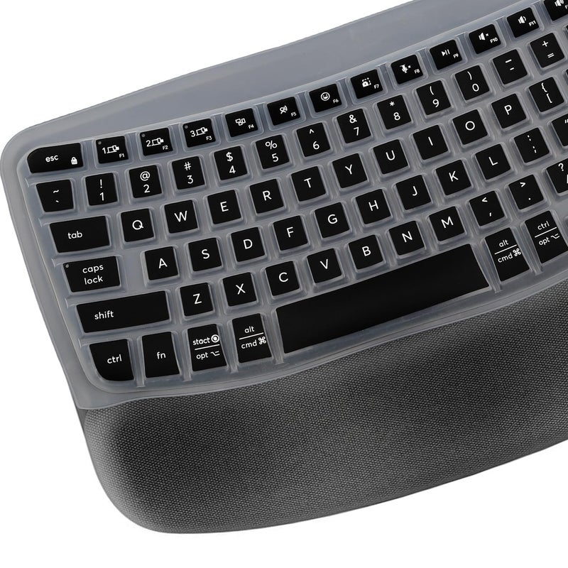 MUBUY-GOL غطاء لوحة المفاتيح لجهاز لوجيتك ويف كيز MK670 واقي لوحة المفاتيح، لوجيتك MK670 ويف كيز لاسلكي مريح لوحة مفاتيح سطح المكتب سيليكون شفاف واقي لوحة المفاتيح - أسود - Image 2