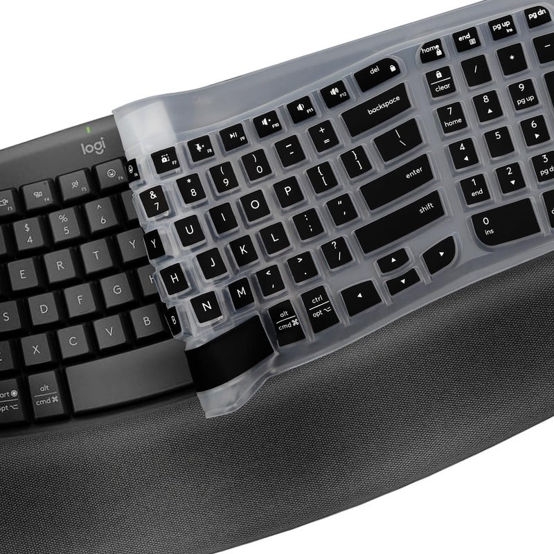 MUBUY-GOL غطاء لوحة المفاتيح لجهاز لوجيتك ويف كيز MK670 واقي لوحة المفاتيح، لوجيتك MK670 ويف كيز لاسلكي مريح لوحة مفاتيح سطح المكتب سيليكون شفاف واقي لوحة المفاتيح - أسود - Image 4