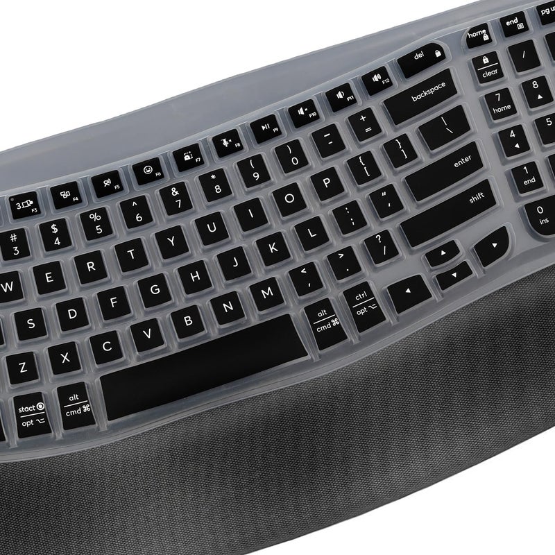 MUBUY-GOL غطاء لوحة المفاتيح لجهاز لوجيتك ويف كيز MK670 واقي لوحة المفاتيح، لوجيتك MK670 ويف كيز لاسلكي مريح لوحة مفاتيح سطح المكتب سيليكون شفاف واقي لوحة المفاتيح - أسود - Image 3