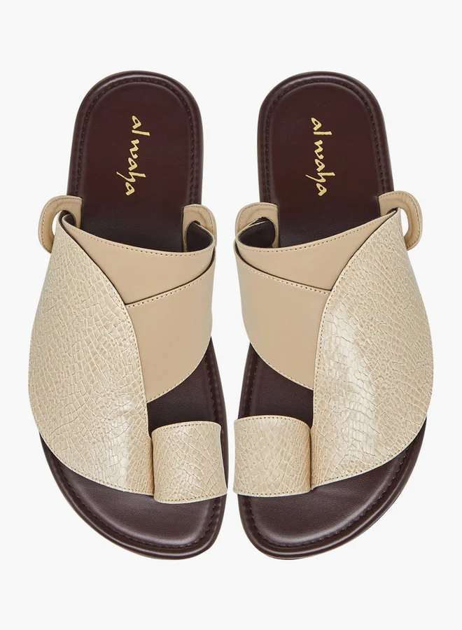 Al Waha Textured Slip-On Arabic Sandals with Toe Loop Detail Ramadan Collection
