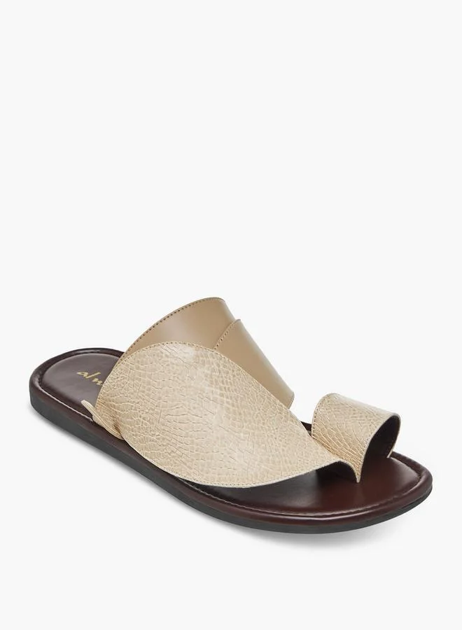Al Waha Textured Slip-On Arabic Sandals With Toe Loop Detail
