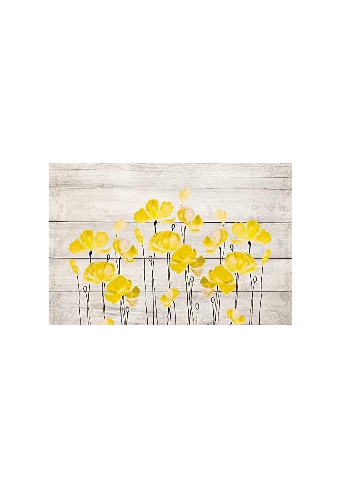 SUMGAR Canvas Wall Art Flowers Yellow and Gray Framed Floral Modern Prints for Living Room, Set of 3 36"x24" - Image 4