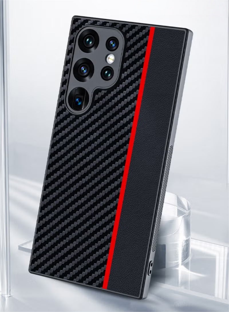 غطاء ألياف أراميد لهاتف سامسونج جالاكسي S24 الترا 5G مع نسيج من ألياف الكربون ، غطاء حماية فائق النحافة ، غطاء متين ناعم الملمس ، جراب خلفي متوافق مع Galaxy S24 Ultra - Image 5