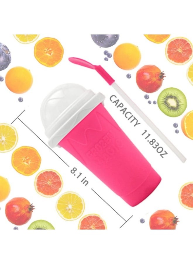 GGEROU - Slushie Maker Cup Magic Quick Frozen Smoothies Cup, Portable Silica Freeze Mug Ice Cream Maker with Dome Lids, 400ml Red - Image 1