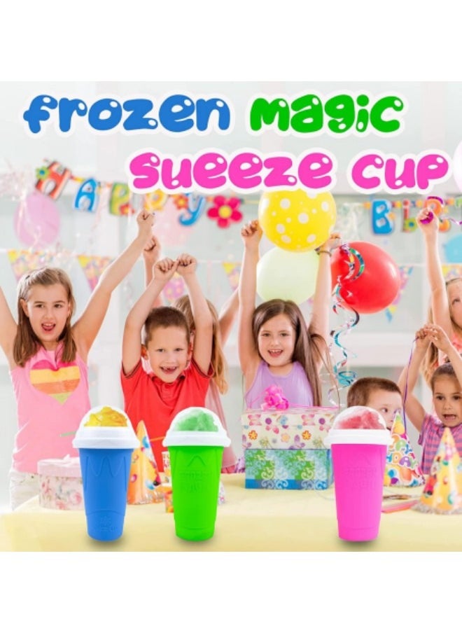 GGEROU - Slushie Maker Cup Magic Quick Frozen Smoothies Cup, Portable Silica Freeze Mug Ice Cream Maker with Dome Lids, 400ml Red - Image 1