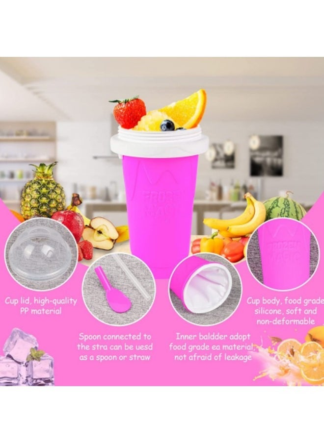 GGEROU - Slushie Maker Cup Magic Quick Frozen Smoothies Cup, Portable Silica Freeze Mug Ice Cream Maker with Dome Lids, 400ml Red - Image 1