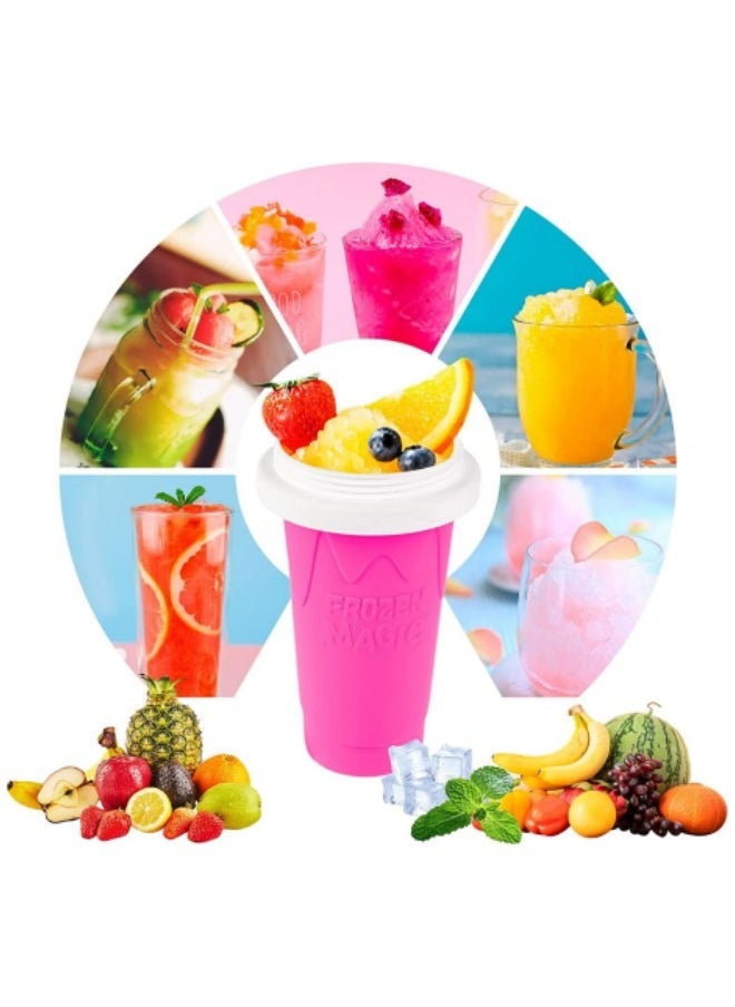 GGEROU - Slushie Maker Cup Magic Quick Frozen Smoothies Cup, Portable Silica Freeze Mug Ice Cream Maker with Dome Lids, 400ml Red - Image 1