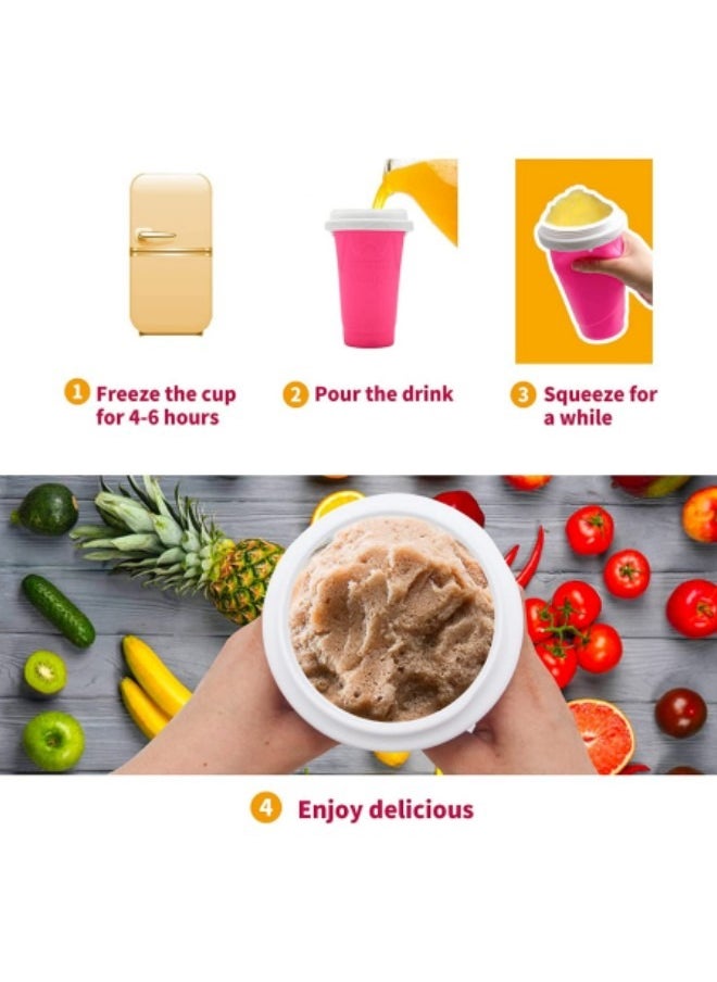 GGEROU - Slushie Maker Cup Magic Quick Frozen Smoothies Cup, Portable Silica Freeze Mug Ice Cream Maker with Dome Lids, 400ml Red - Image 1