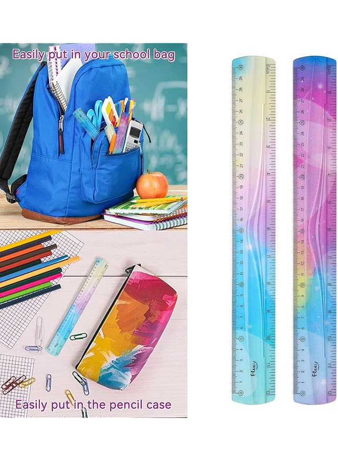erorex 2 Pcs Flexible Ruler 30Cm 12Inch Plastic Ruler Shatterproof Straight Edge Ruler Soft Bendable Ruler For School Classroom Office Kids And Adults - Image 3