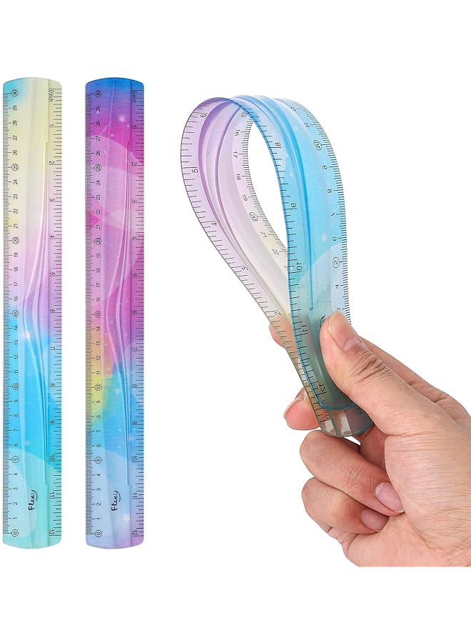 erorex 2 Pcs Flexible Ruler 30Cm 12Inch Plastic Ruler Shatterproof Straight Edge Ruler Soft Bendable Ruler For School Classroom Office Kids And Adults - Image 1