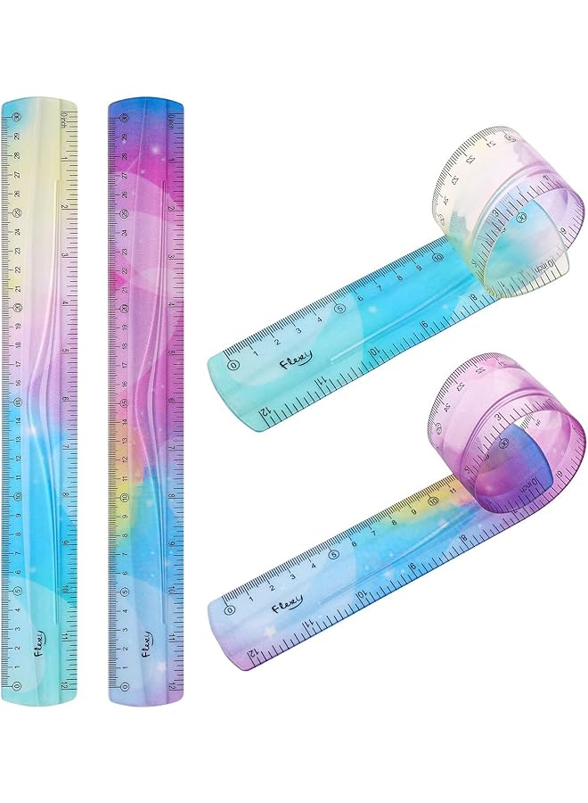 erorex 2 Pcs Flexible Ruler 30Cm 12Inch Plastic Ruler Shatterproof Straight Edge Ruler Soft Bendable Ruler For School Classroom Office Kids And Adults - Image 4