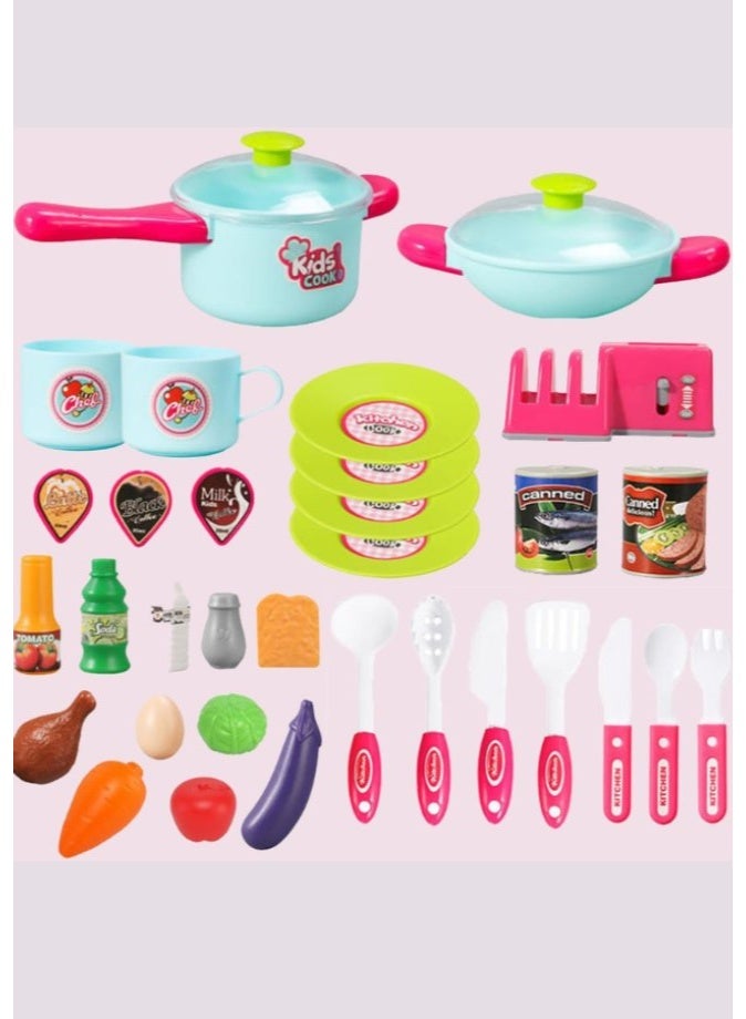 DAT Kids Chef Pretend Play Kitchen Set with Oven, Stove & 50+ Accessories – Pink Plastic Toy Kitchen for Girls - Image 5