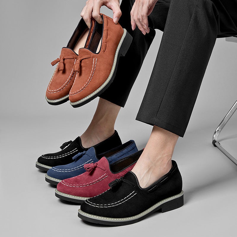 Height-Increasing Beanie Shoes For Men Style With Heel Tassel Casual Leather Shoes For Men One-Leg Business Shoes For Men - Image 4