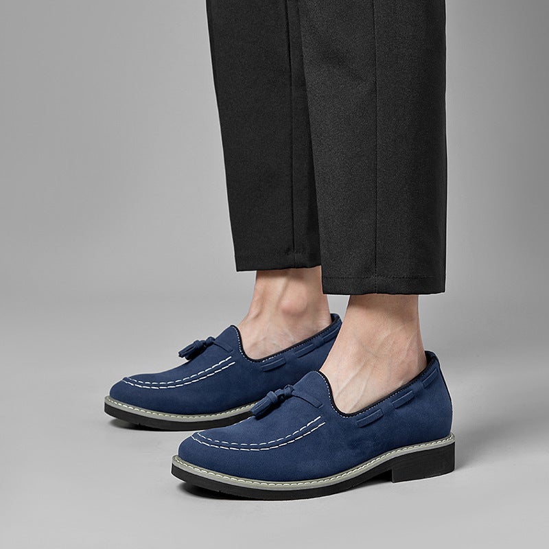 Height-Increasing Beanie Shoes For Men Style With Heel Tassel Casual Leather Shoes For Men One-Leg Business Shoes For Men - Image 5