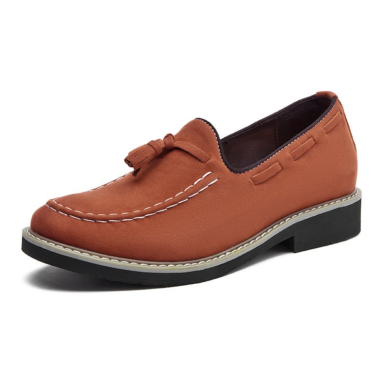 Height-Increasing Beanie Shoes For Men Style With Heel Tassel Casual Leather Shoes For Men One-Leg Business Shoes For Men - Image 1